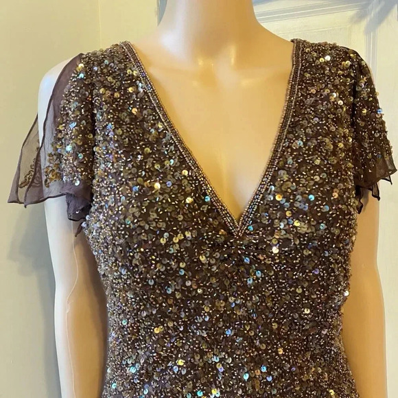 VTG Scala Silk Sequins V Neck Whimsigoth Fairy Lady 12 Evening Party Blouse Top - Picture 6 of 12